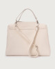 Orciani Sveva Soft Large leather shoulder bag with strap Grained leather White