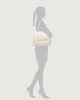 Orciani Sveva Soft Large leather shoulder bag with strap Grained leather White