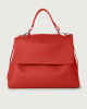 Orciani Sveva Soft large leather shoulder bag with strap Leather Marlboro red
