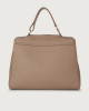 Orciani Sveva Soft large leather shoulder bag with strap Grained leather Taupe