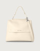 Orciani Sveva Soft Medium leather shoulder bag with shoulder strap Grained leather Ivory