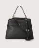 Orciani Sveva Sense Medium leather shoulder bag with shoulder strap Grained leather Black