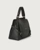 Orciani Sveva Sense Medium leather shoulder bag with shoulder strap Grained leather Black
