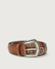 Orciani Masculine micro-studs leather belt Cognac