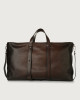 Orciani Micron Deep leather large weekender bag with strap Leather Brown