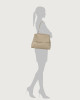 Orciani Sveva Soft large leather shoulder bag with strap Grained leather Sand