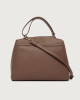 Orciani Sveva Soft Midi leather shoulder bag with shoulder strap Grained leather taupe
