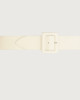 Orciani Soft high waist leather belt with covered buckle Grained leather White