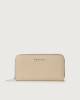 Orciani Zip around Soft large leather wallet Grained leather Ivory