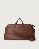 Orciani Micron leather duffle bag with shoulder strap Grained leather Cognac