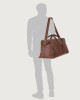 Orciani Micron leather duffle bag with shoulder strap Grained leather Cognac