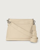 Orciani Missy Soft leather shoulder and crossbody bag with chain Grained leather Ivory