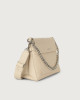 Orciani Missy Soft leather shoulder and crossbody bag with chain Grained leather Ivory