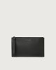 Orciani Micron large leather pouch with wristband Grained leather Black