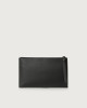 Orciani Micron large leather pouch with wristband Grained leather Black