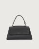 Orciani Sveva Longuette Soft leather handbag with strap Grained leather Black