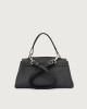 Orciani Sveva Longuette Soft leather handbag with strap Grained leather Black