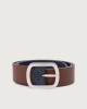 Orciani Dollaro Double leather belt 3,5 cm Grained leather navy+brown