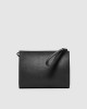 Orciani Micron large leather pouch with wristband Grained leather Black