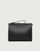 Orciani Micron large leather pouch with wristband Grained leather Black