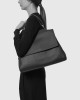 Orciani Sveva Soft Large leather shoulder bag with strap Grained leather Sand