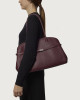 Orciani Aura Soft Large grained leather shoulder bag with strap Grained leather Bordeaux
