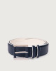 Orciani Micron dollar leather belt 3,5 cm Grained leather Navy