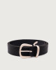 Orciani Lizard printed leather belt 3 cm Leather Black