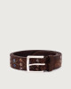 Orciani Blade Flower leaather belt 3,5 cm Leather Chocolate
