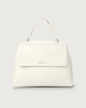 Orciani Sveva Soft medium leather shoulder bag with strap Grained leather, Leather White
