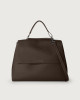 Orciani Sveva Soft large leather shoulder bag with strap Leather Chocolate