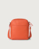 Orciani Micron leather mini messenger bag Grained leather Orange