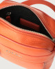 Orciani Micron leather mini messenger bag Grained leather Orange