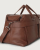 Orciani Micron leather duffle bag with shoulder strap Grained leather Cognac