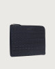 Orciani Chevrette Woven leather slim document holder Leather Blue