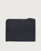 Orciani Chevrette Woven leather slim document holder Leather Blue