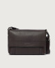 Orciani Micron leather midi messenger bag Grained leather Ebony