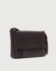 Orciani Micron leather midi messenger bag Grained leather Ebony