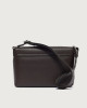 Orciani Micron leather midi messenger bag Grained leather Ebony