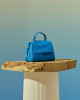 Orciani Sveva Soft Mini leather handbag with shoulder strap Grained leather elettric Blue