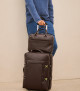 Orciani Micron leather two wheels trolley Grained leather Ebony