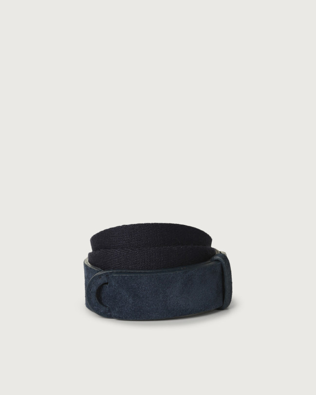 Orciani Suede and fabric Suede Nobuckle Kids belt Suede Blue