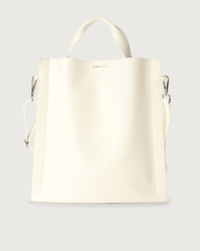 Orciani Iris Soft leather shoulder bag with strap Leather White