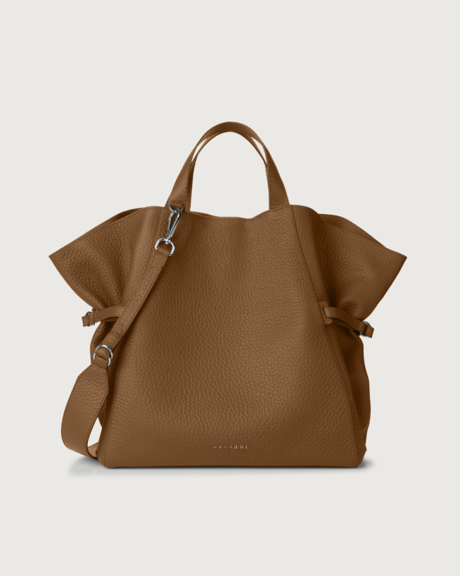 Orciani Fan Soft large leather handbag Leather Caramel