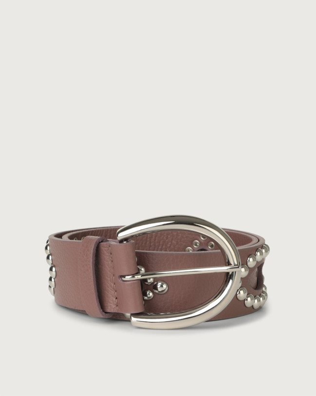 Orciani Micron leather belt with studs Leather Mauve