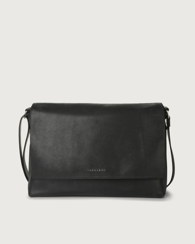 Orciani Chevrette leather messenger bag Leather Black