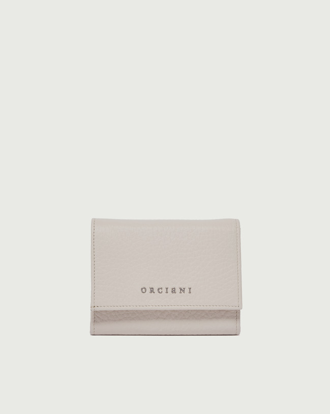 Orciani Soft small leather envelope wallet Grained leather Ivory