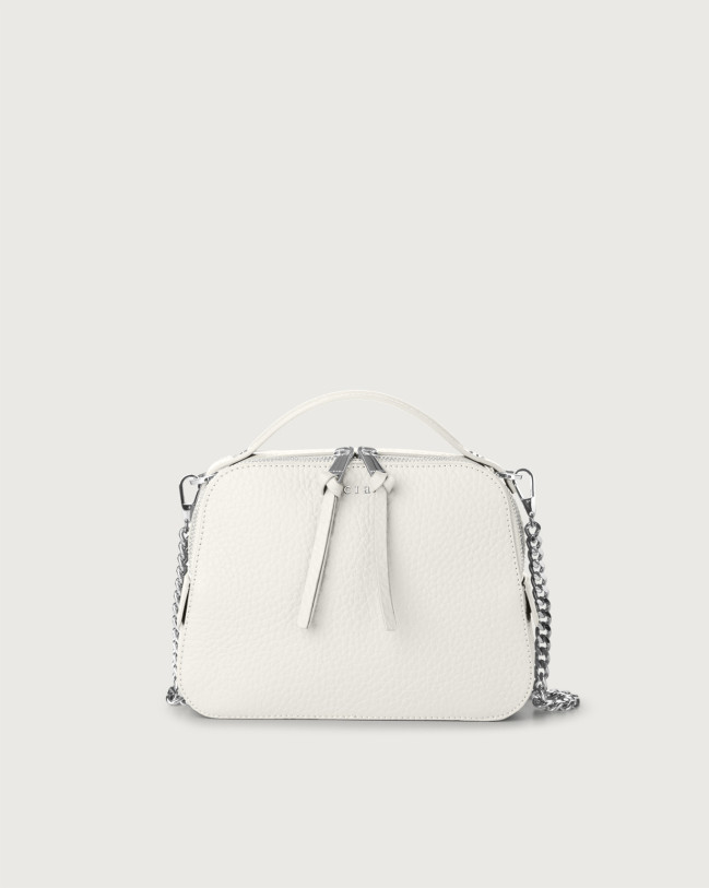 Orciani Chéri Soft leather hand mini bag with shoulder strap Grained leather White