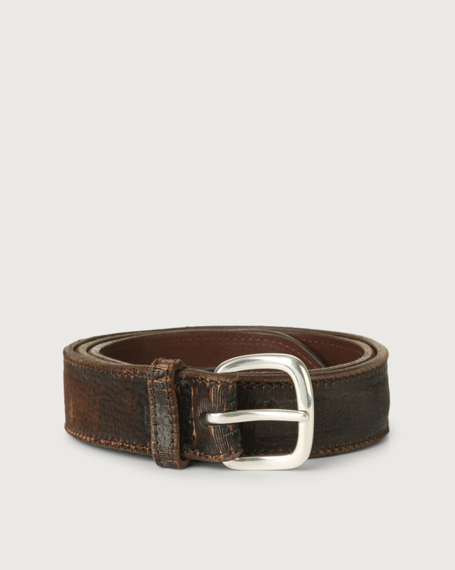 Orciani Cutting leather belt 3,5 cm Leather Chocolate