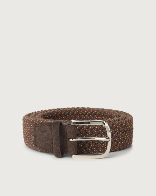 Orciani Bouclé braided wool stretch belt Wool Chocolate